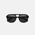 Black sunglasses on a light gray background