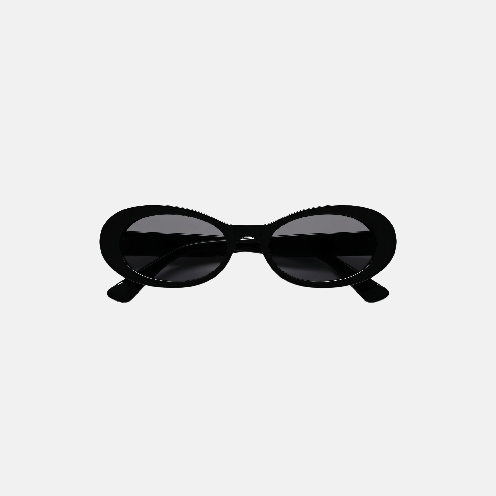 Black sunglasses on a light gray background