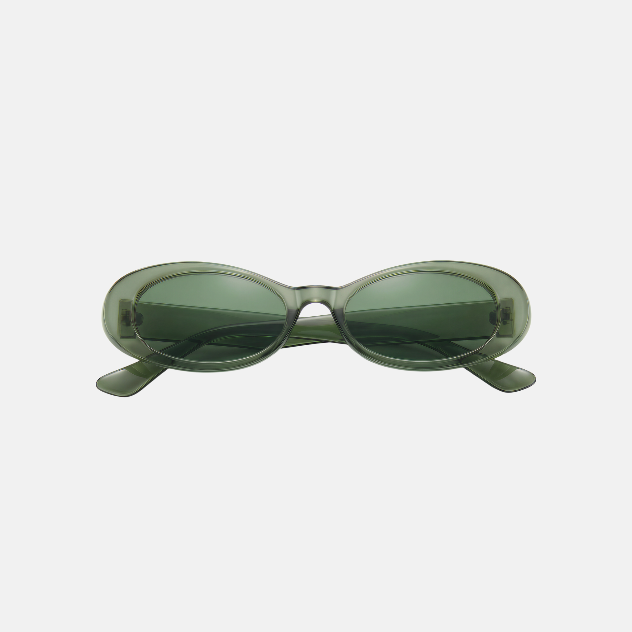 Green sunglasses on a white background